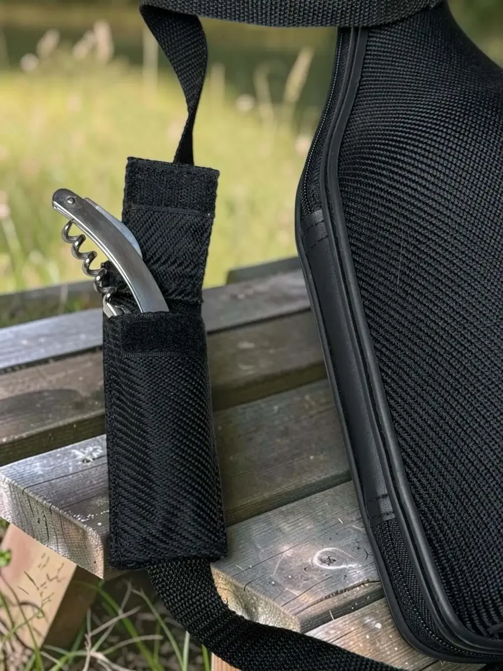 CaddyO Insulated Wine Bottle Carrier Tote with Shoulder Strap and Corkscrew
